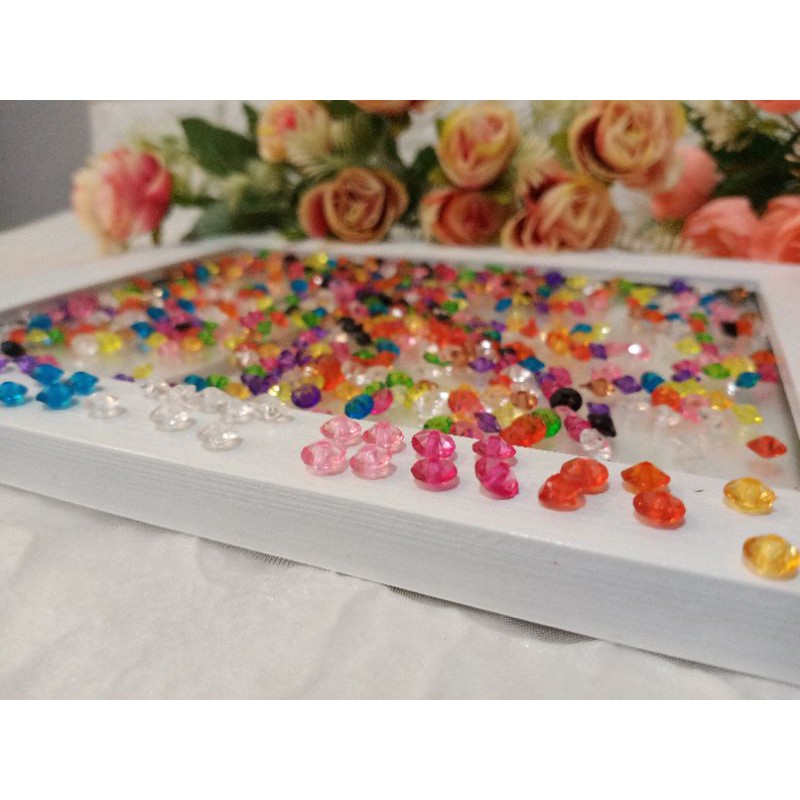 Manik Mote Akrilik Bening Kilat Kecil Ringan 7mm  Untuk Kalung Gelang Strap Masker Diy / Manik warna