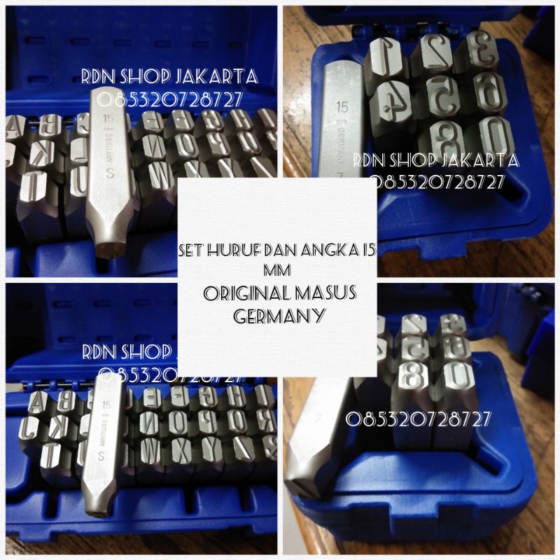 Set angka dan huruf ketok 15 mm Original Masus Germany heavy Duty