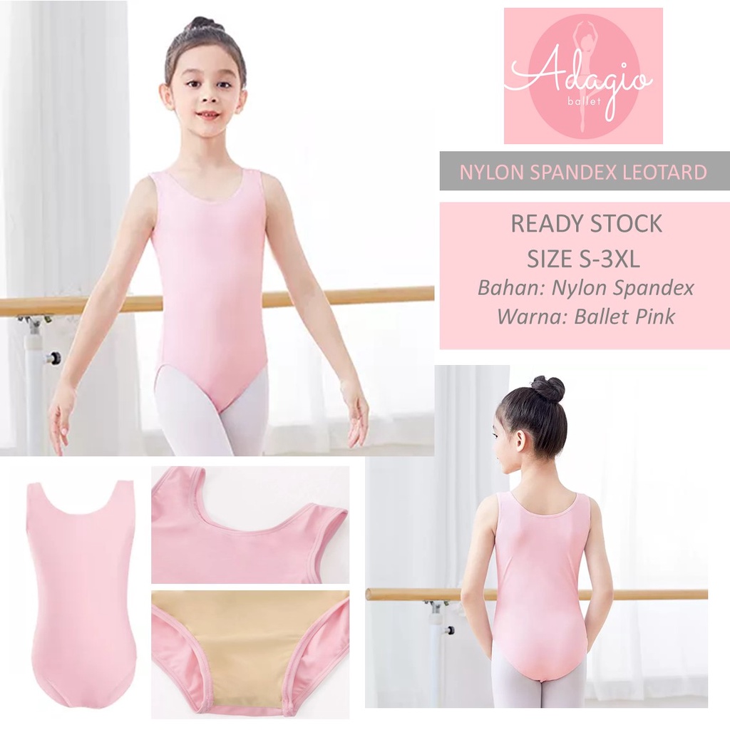 LEOTARD BALLET PINK RAD EXAM NYLON SPANDEX LYCRA ATASAN BALET GYM PRO PREMIUM ANAK