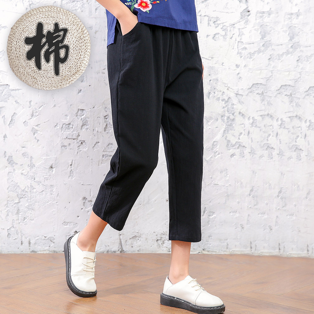 Celana Panjang Wanita Casual Model Longgar Bahan Katun Linen