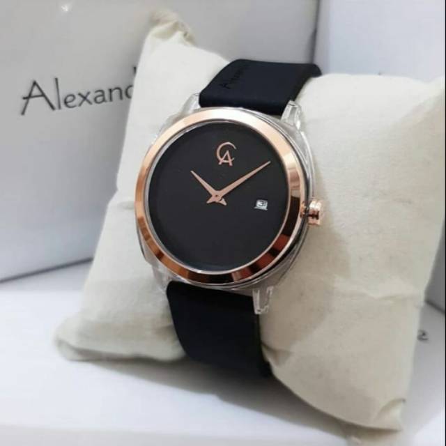 ORIGINAL JAM TANGAN WANITA ALEXANDRE CHRISTIE CEWEK BLACK ROSEGOLD RUBBER ALEXNDER CRISTIE AC 2763