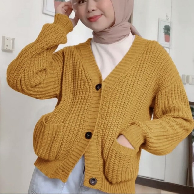 Cardigan Wanita Sherlin saku lengan panjang