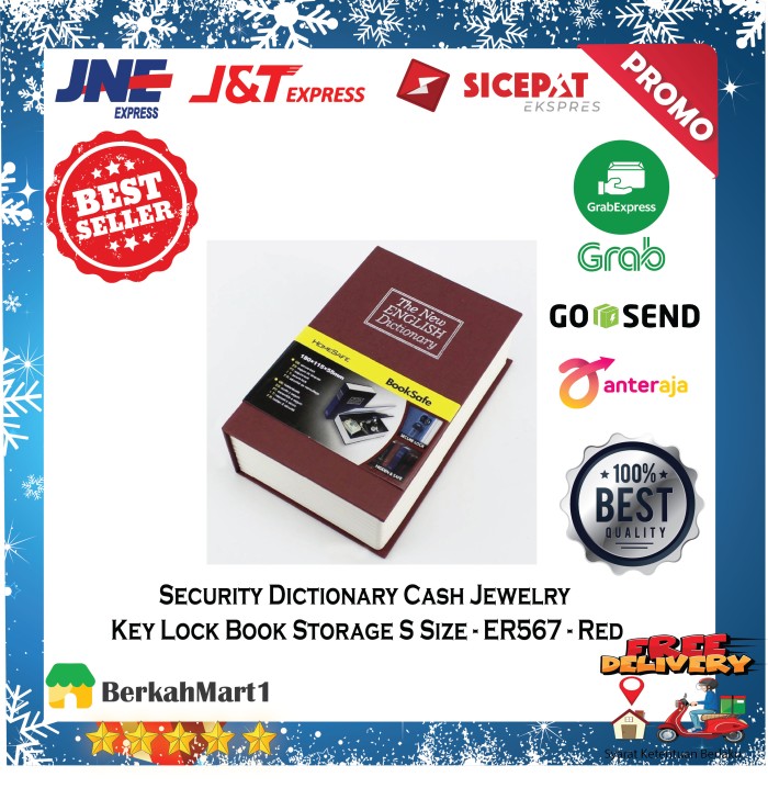 Brangkas Safety Box Bentuk Buku Security Dictionary Metal Kecil Red - S