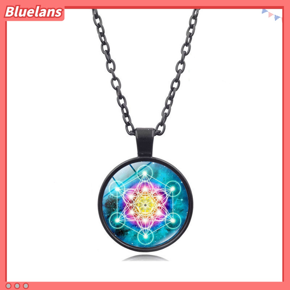 Kalung Liontin Kaca Cabochon Bentuk Bulat Gaya Vintage Untuk Unisex