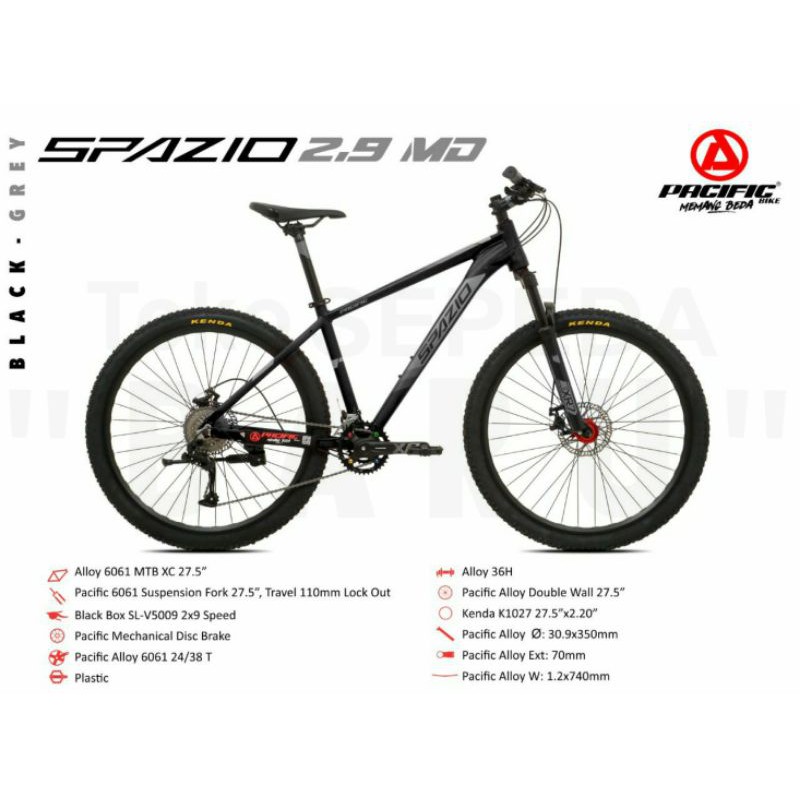 TB - Sepeda MTB PACIFIC SPAZIO 2.9 MD Hitam