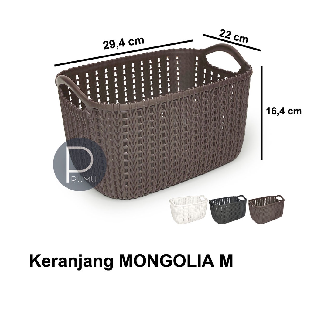 Keranjang Serbaguna - Keranjang Plastik - Keranjang Persegi Panjang - Keranjang Penyimpanan - Keranjang Organizer - Mongolia M