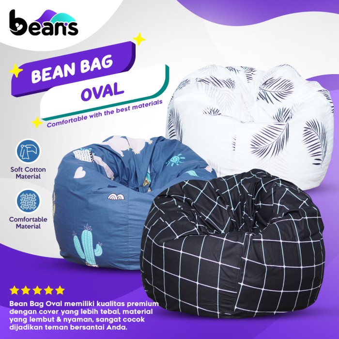 Bean Bag Oval Motif - Termasuk Isi - Bean Bag Varian Motif