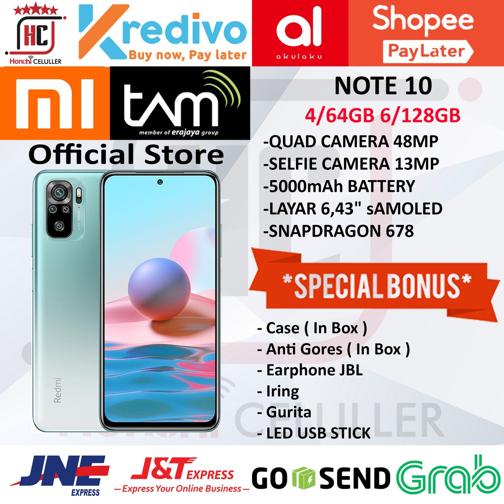 XIAOMI REDMI NOTE 10 RAM 4GB ROM 64GB 4/64GB GARANSI RESMI XIAOMI