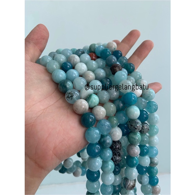 batu amazonite mala round beads 12mm bahan gelang kalung kesehatan