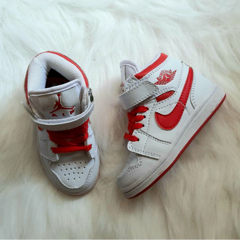 SEPATU ANAK JORDAN PUTIH MERAH PREMIUM HIGH QUALITY SEPATU ANAK PUTIH