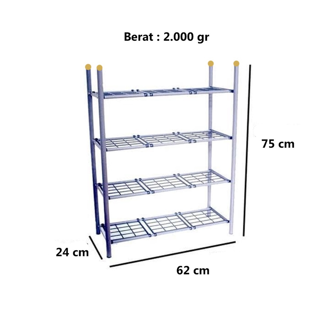 Rak Sepatu Serbaguna portable / Tempat penyimpanan Sepatu sandal Storage Organizer 4 Susun