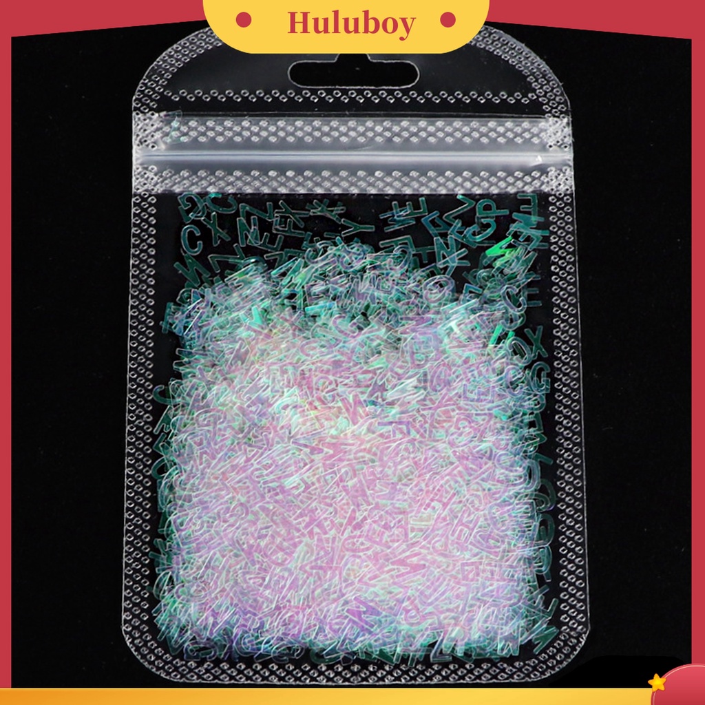 Huluboy Huluboy♡ 1 Pak Payet Glitter Motif Tulisan Campur Untuk Dekorasi Nail Art