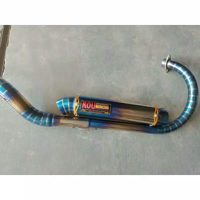 knalpot KOU leher C bluemoon untuk Vixion satria Fu fi GSX Vixion R15 Scorpio Jupiter