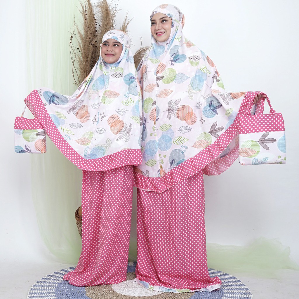 Mukena Ibu Dan Anak Couple Bahan Katun Jepang Premium/Harga Grosir/Bisa COD