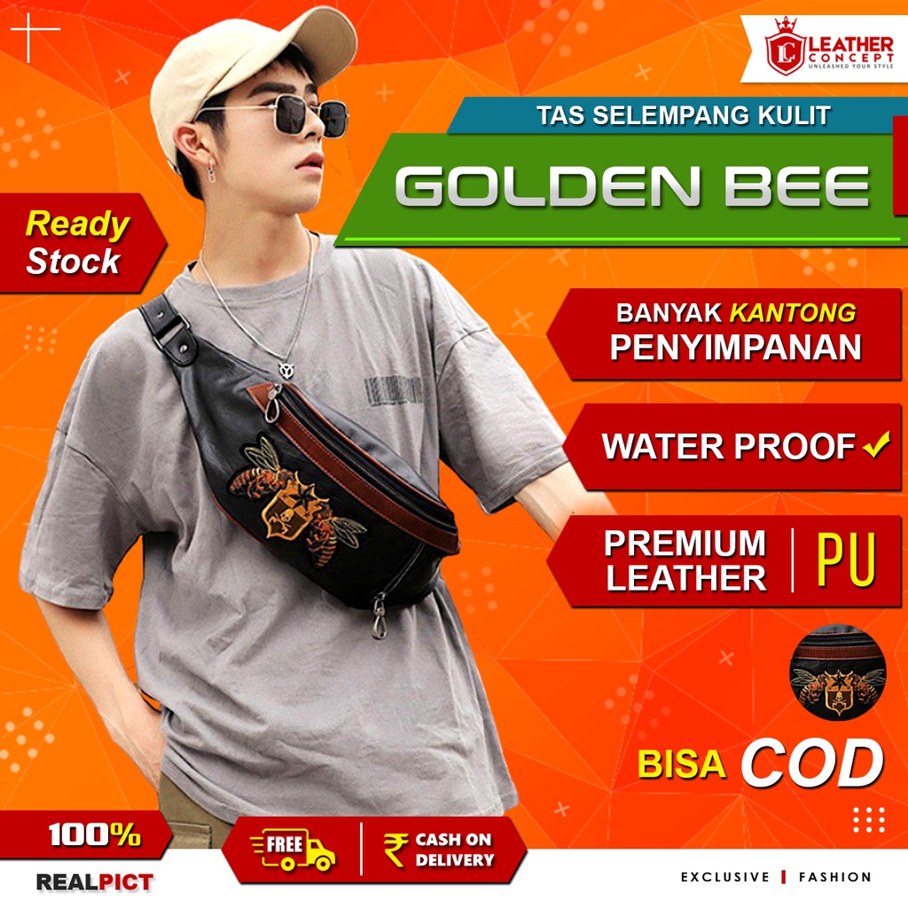 Waist Bag Tas Bahu Tas Selempang Pria (Golden Bee)