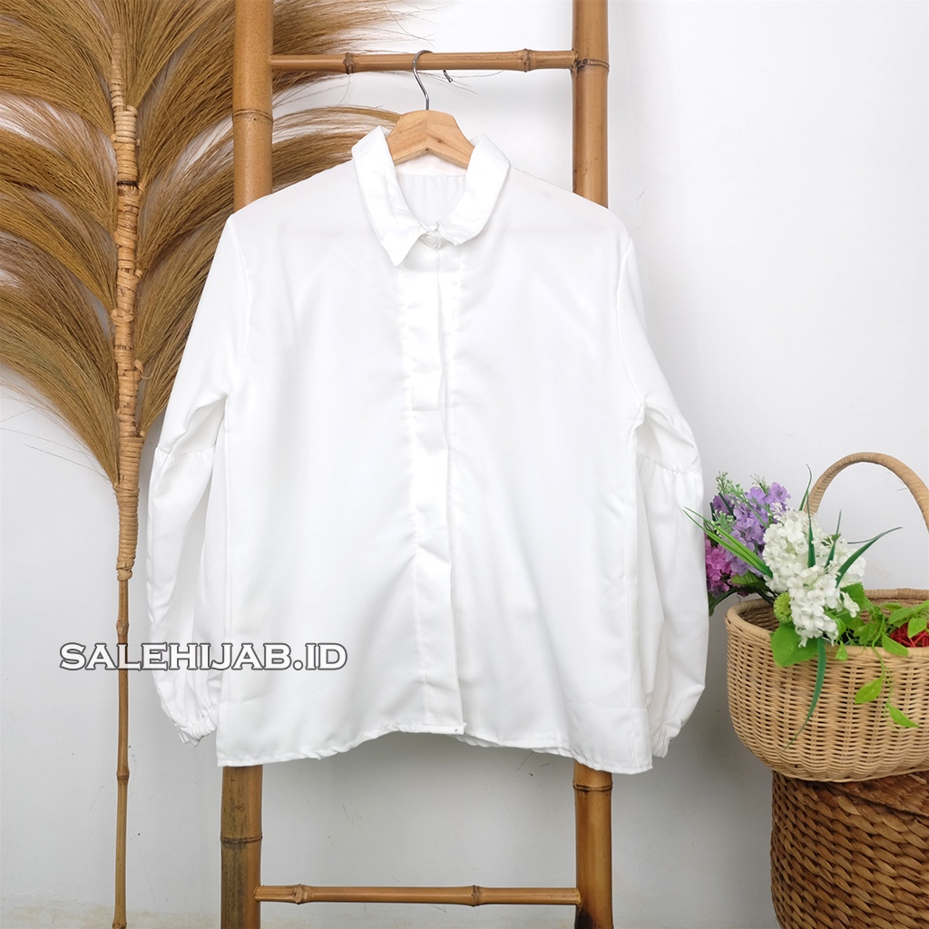 Baleri Blouse Balon / Luci Lucia Blouse Lengan Balon / Atasan Wanita Puffy Blouse Korean Style || BLUS CILA CILLA PUFFY LUNA-CILA PUTIH