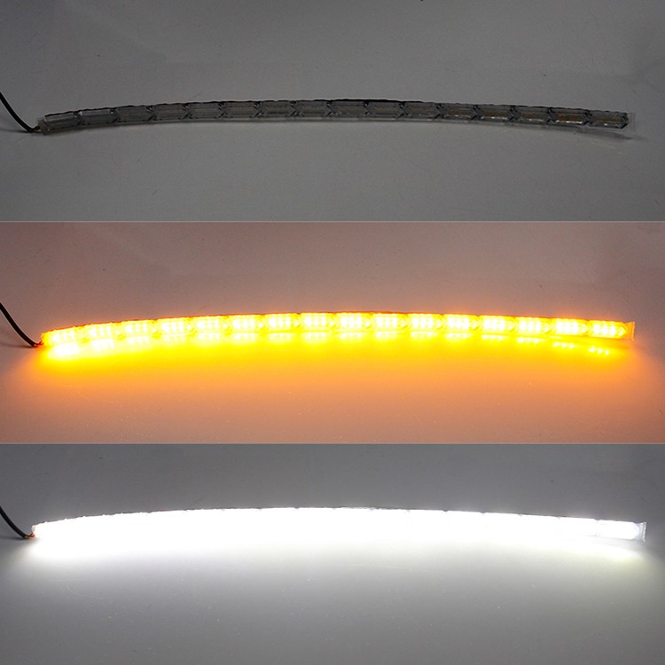2 pcs Universal Fleksibel Lampu LED Daytime Running Strip Cahaya Mata Kristal Aliran Sinyal Giliran DRL