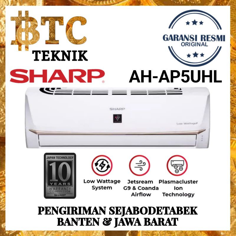 AC SHARP AH - AP 5 UHL 1/2 PK R32 AH-A5UHL + PASANG INSTALASI