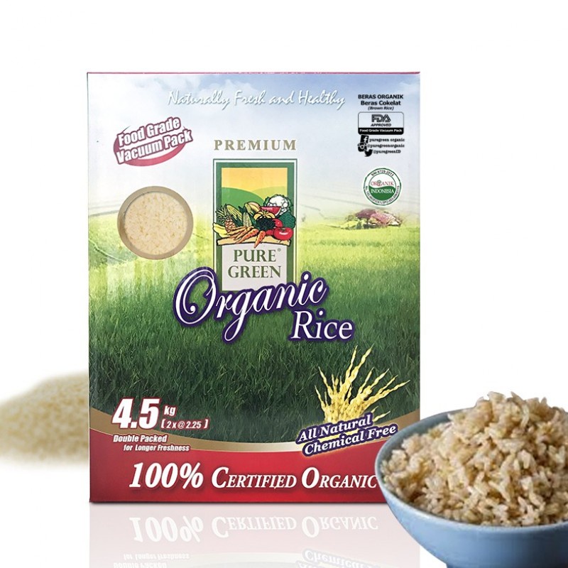 Pure Green Organic Rice Beras Organik 4.5 kg - Coklat / Brown Rice