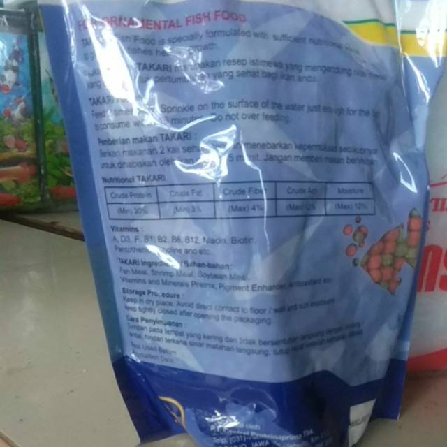 Pakan Ikan Makanan Ikan Pellet Ikan Takari 500gr size 5 mm