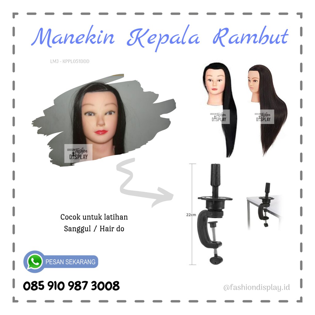 Manekin Kepala Rambut Salon Hairdo Sanggul Sasak/Manekin Kursus Potong Rambut Sanggul Sasak-BH-1