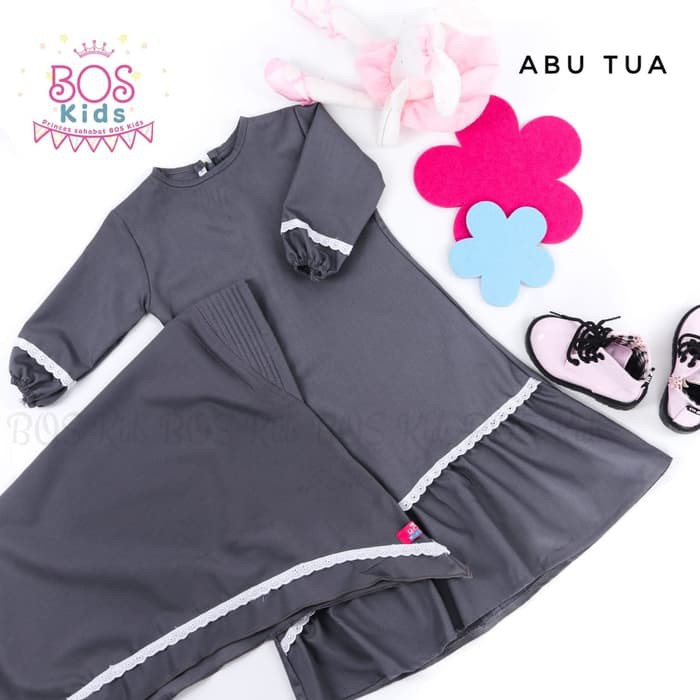 Gamis Syari Anak Cewek Syaza | Fashion Busana Muslim Perempuan  GB170 Size S Set Polos Jilbab Ayees