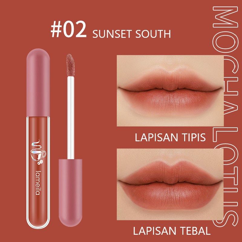 LAMEILA - Oh My God Mocha Lotus Lip Glaze Lipstik - Lip Gloss Pelembab Silky Original