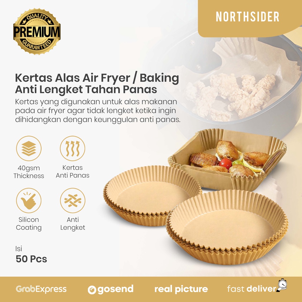 KERTAS ALAS AIR FRYER 50 PCS BAKING PAPER ANTI LENGKET TAHAN PANAS