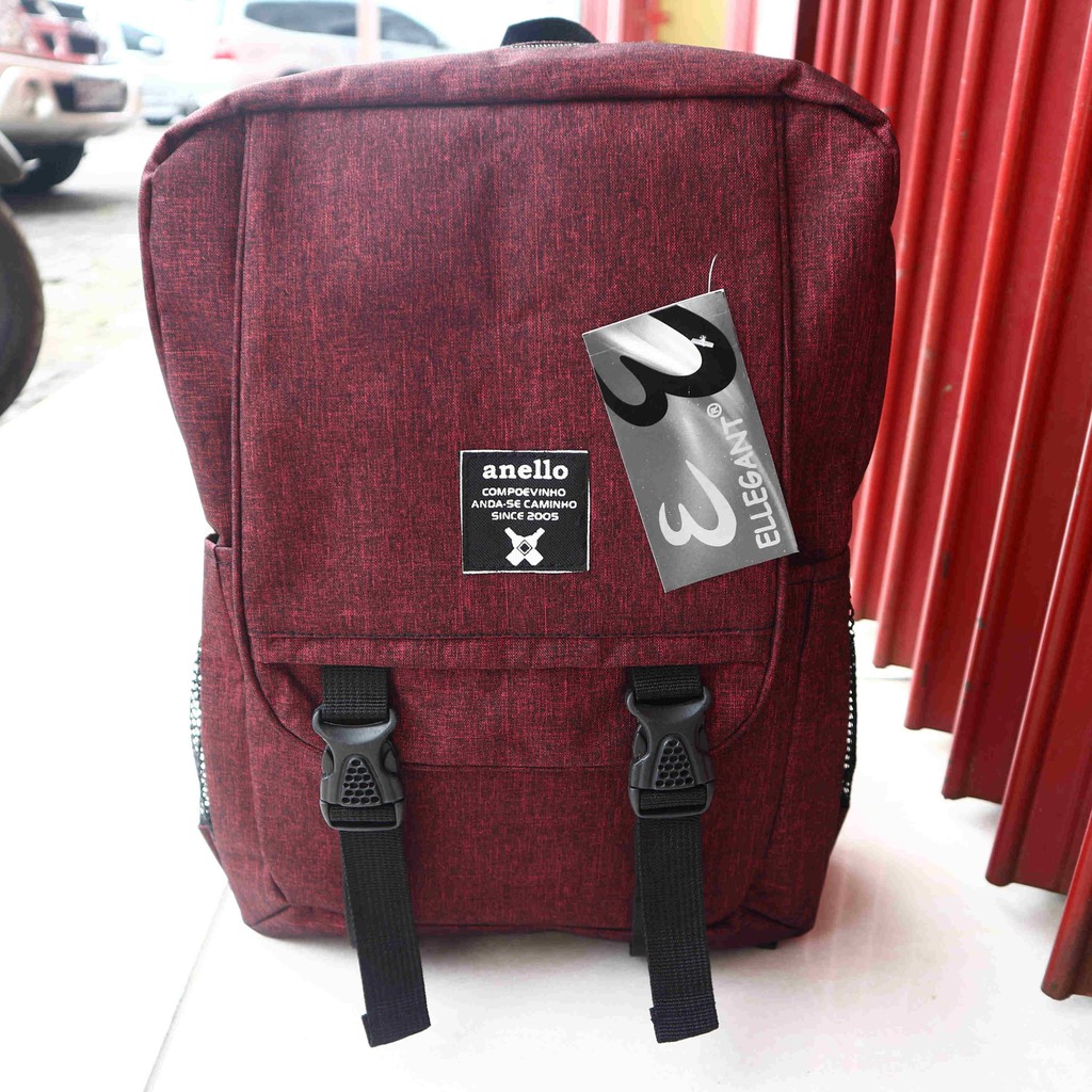 Tas Ransel Gendong Cewek Anello Logo Tengah Warna Merah Cantik Stylish