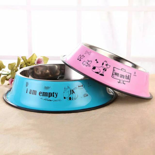 Tempat Makan Anjing Kucing STAINLESS STEEL COLOUR