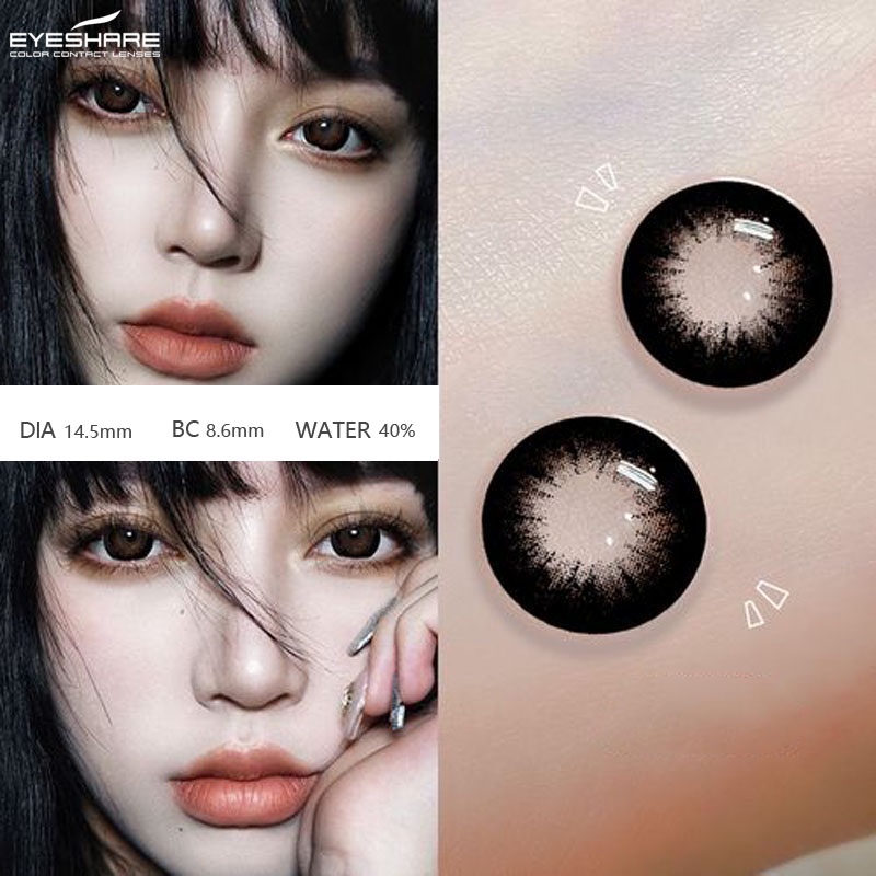 Eyeshare Black Softlens 14.5mm Big Eyes Natural Korea New Softlens Lensa Warna Soflen