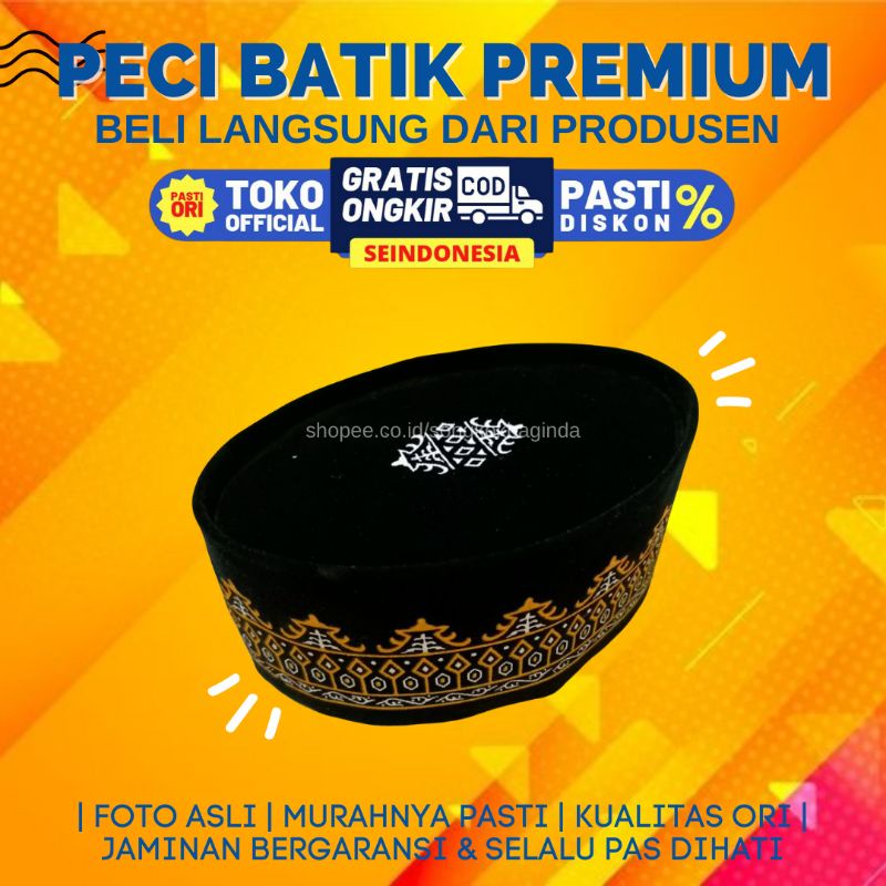 Peci Bayi Songkok Anak BALITA Hitam Motif Batik Bayi