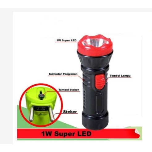 Senter tangan led 1w kecil pocket recharging murah berkualitas HR 8408 terbaru