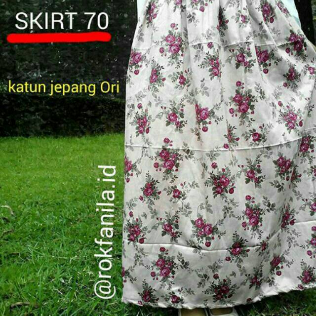 Rok Panjang Katun Jepang Ori Motif Bunga Shabby Chic Cantik_Skirt 70 Rokfanila