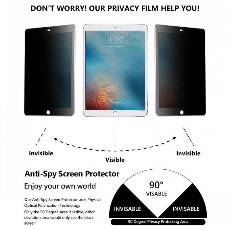 Privacy Tempered Glass For iPad Air 1 2 3 4 10.5 10.9 iPad 2 3 4 5 6 7 8 9 10.2 2015 2016 2017 2019 Glass Screen Protective Film Anti-Peep For iPad Pro 11 2018 2020 2021 Mini 1 2 3 4 5 6 7.9 8.3 Privacy Anti Glare Glass Film