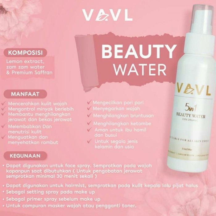 VAVL BEAUTY WATER BPOM WITH ZAM ZAM &amp; SAFFRON / BEAUTY WATER VAVL ORI BPOM [FREE POUCH]