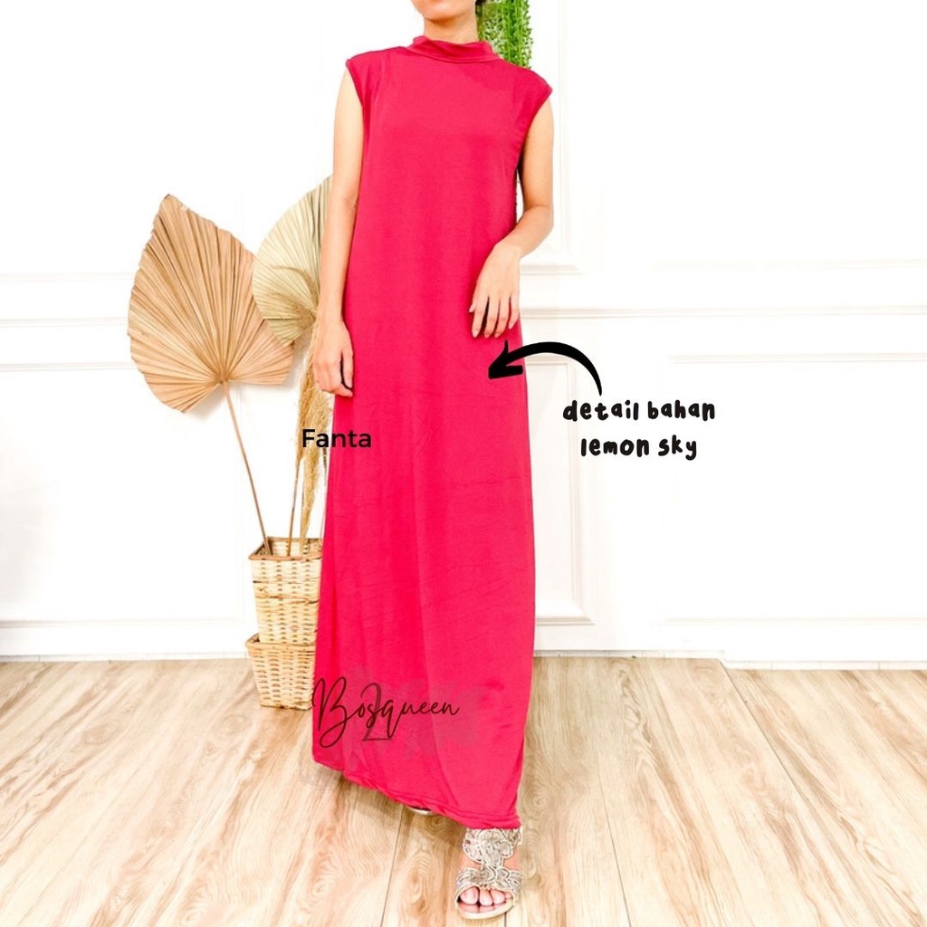 INNER DRESS WANITA LEMON SKY/ KNIT DRESS / INNER DRESS / INNER DRESS DALEMAN WANITA HITS / DRESS TANPA LENGAN TURTLENECK