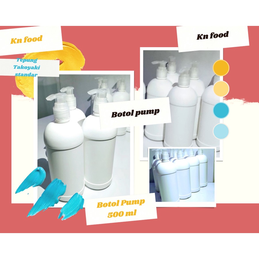 Botol Pump kosong ukuran 500ml botol plastik putih