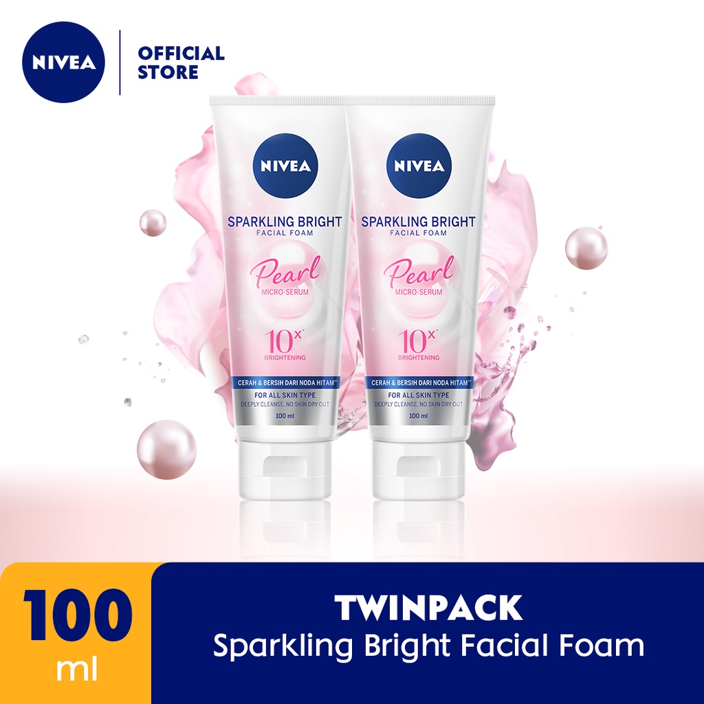 Nivea Sparkling Bright Whitening Facial Foam 100ml x2