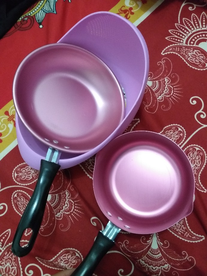 Paling Laku Maspion Evilus Set Panci Susu 14cm Dan Frypan 20cm  Pink