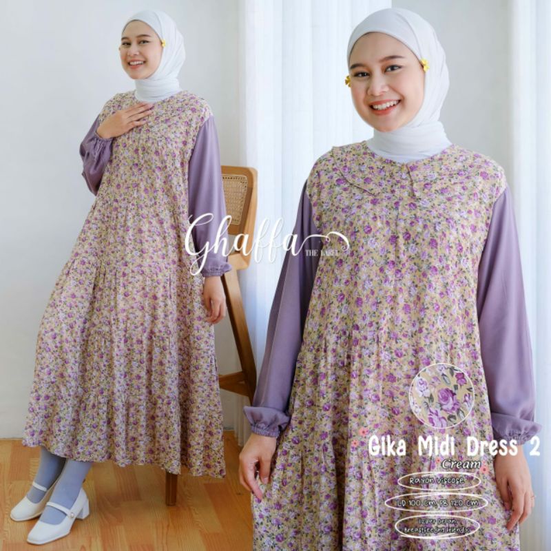 GIKA MIDI #2 DRESS ORI GHAFFA THE LABEL // Fashion Gamis Kekinian Midi Dress Rayon Viscose Terbaru