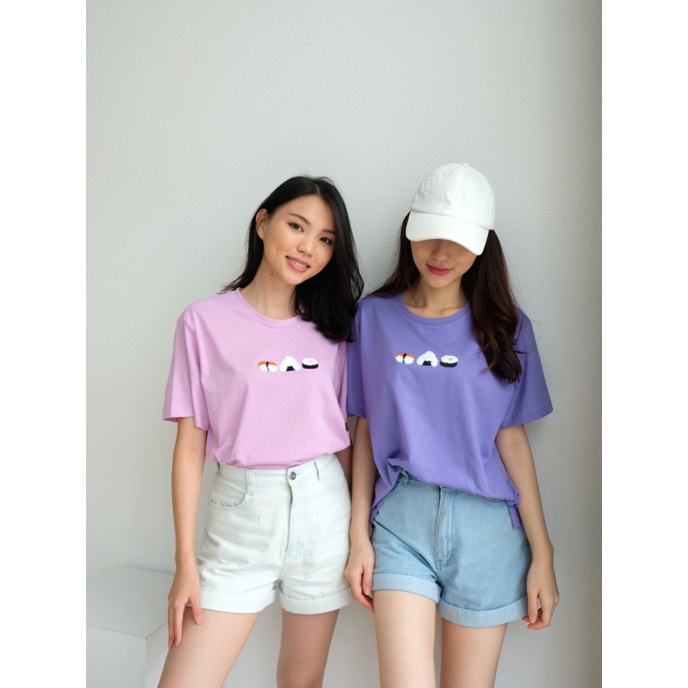 Kadaka T-0328 Tshirt Kaos Sushi Cute Embroidery Timbul