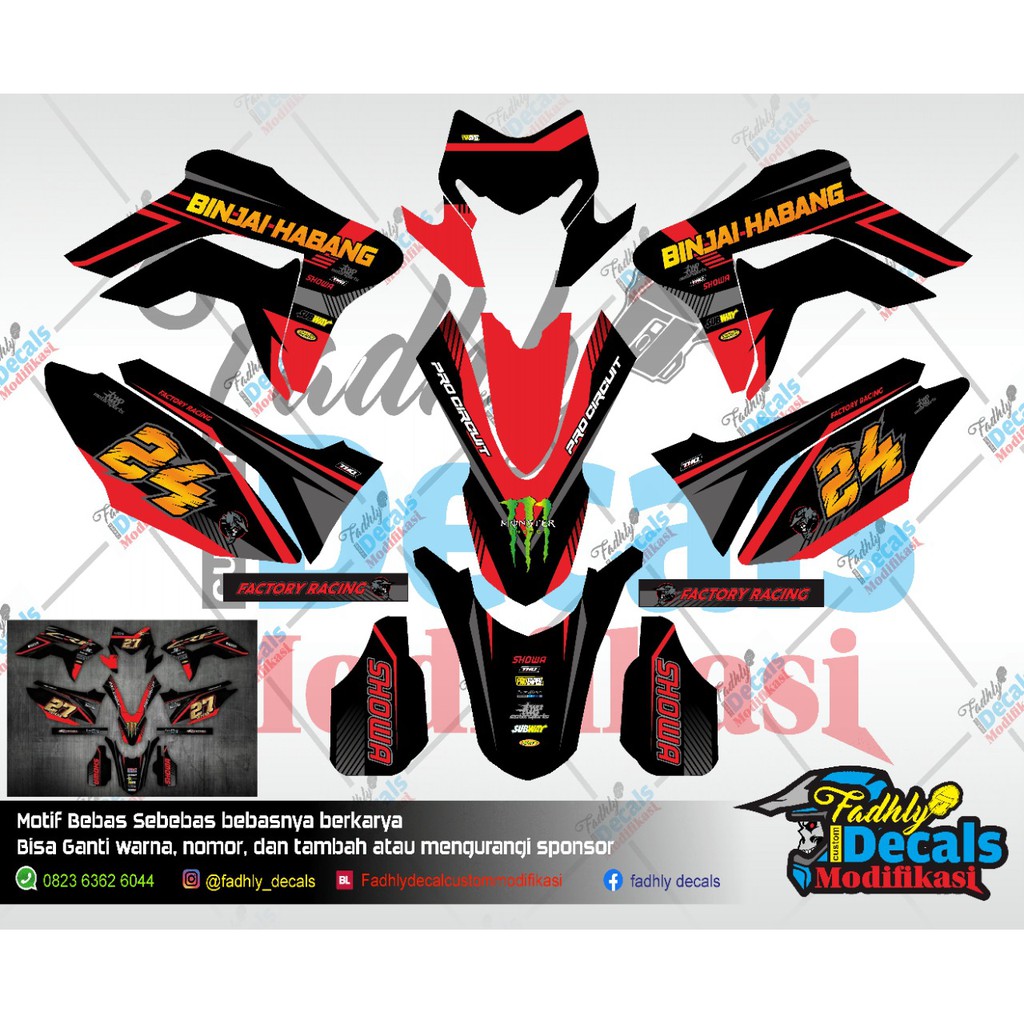 decal CRF Merah Hitam keren
