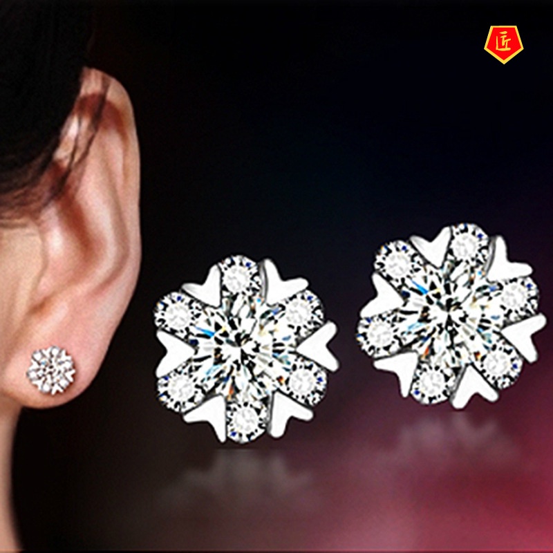 [Ready Stock]Women's Simple Elegant Snowflake Stud Earrings