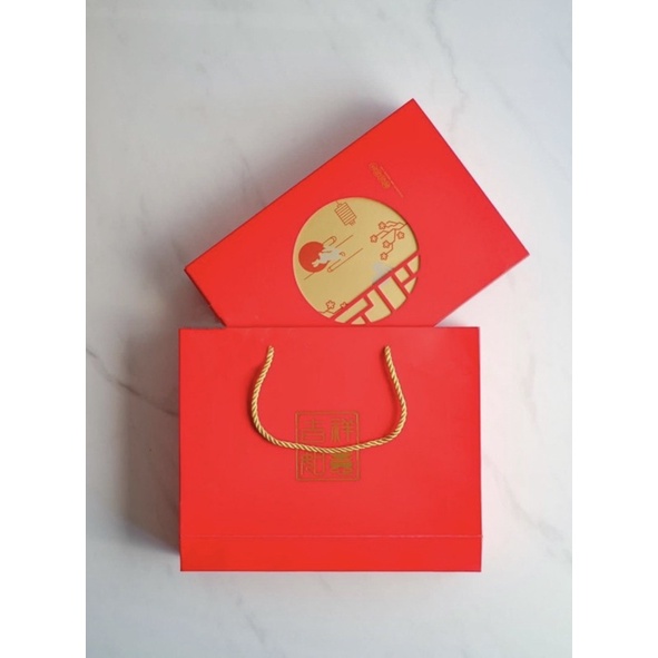 

kotak mooncake sekat 6 set box, paperbag, dus box hampers kue bulan