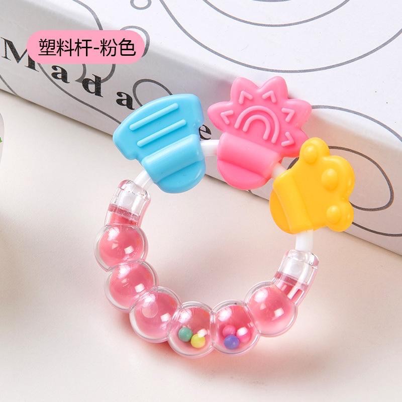 Teether Rattle Mainan Gigitan Anak Bayi Silikon / Mainan Genggam Gigit Kerincingan Bayi Teether Baby Silicone 3 12 Bulan Bpa Free-PINK
