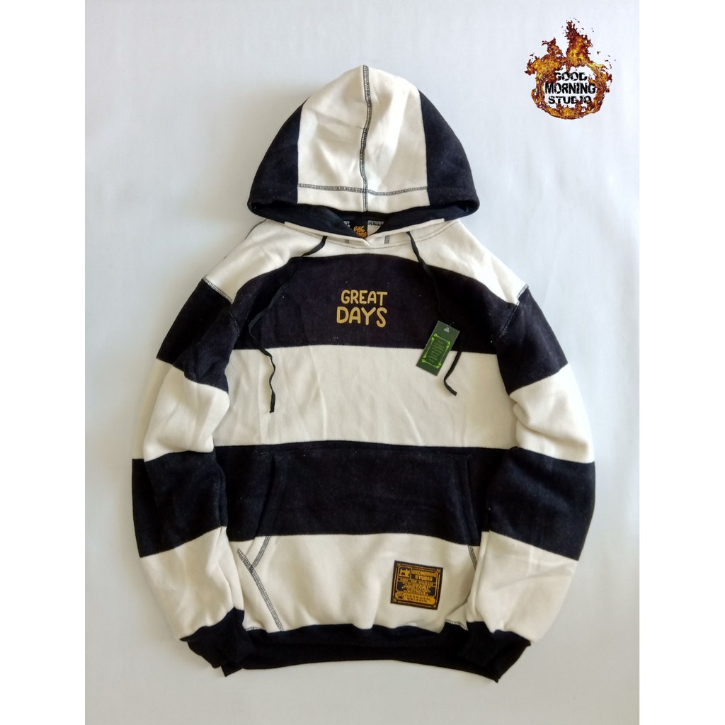 SWEATER HOODIE GOOD MORNING GREAT DAYS BIG STRIPE