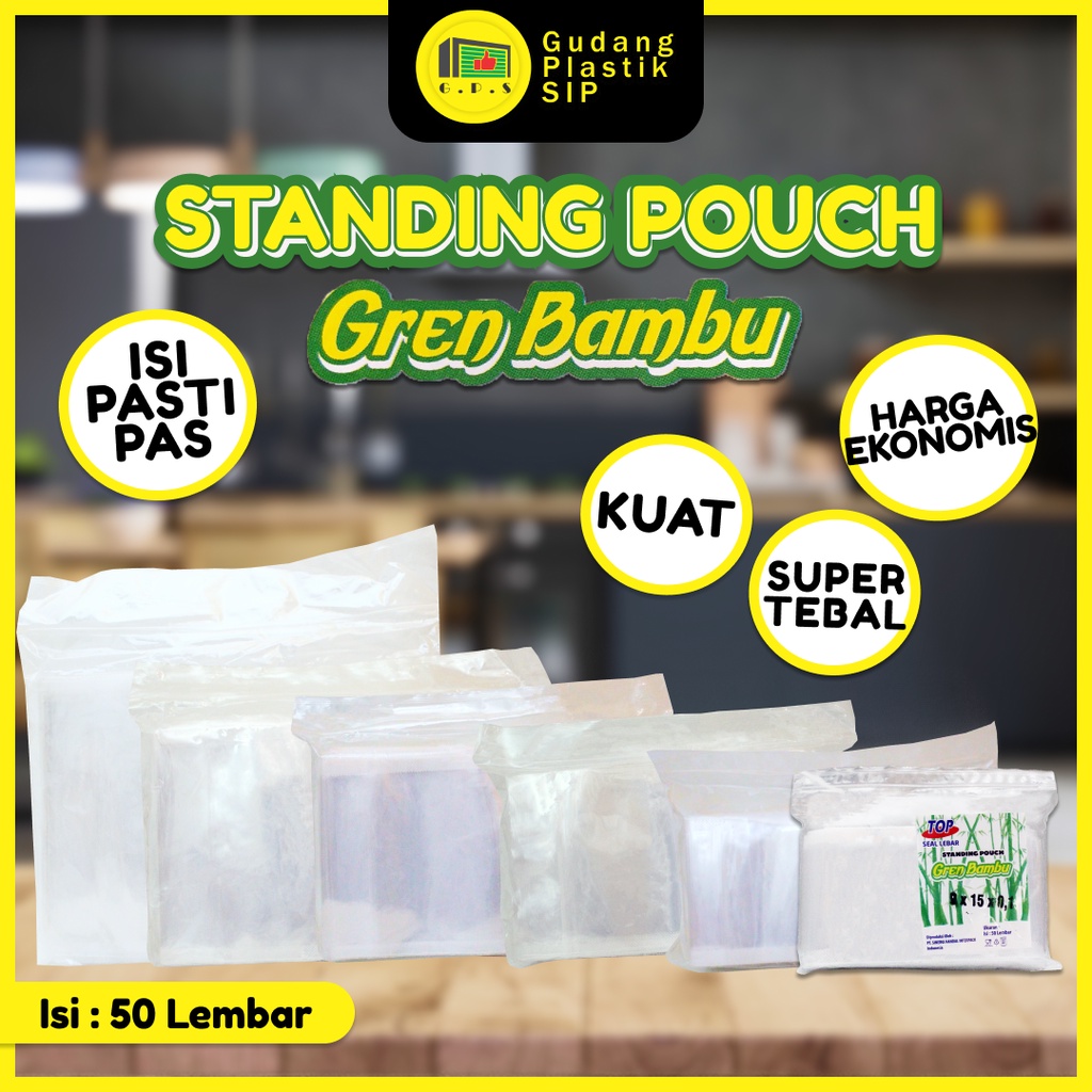 PLASTIK STANDING POUCH 12X20 CM / PLASTIK KLIP BERDIRI ISI 50