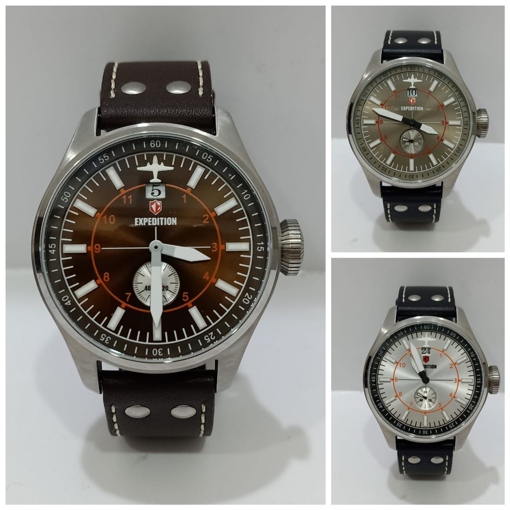 Jam Pria Expedition E6663 E 6643 Leather starp Original Garansi Resmi Free Baterai Cadangan