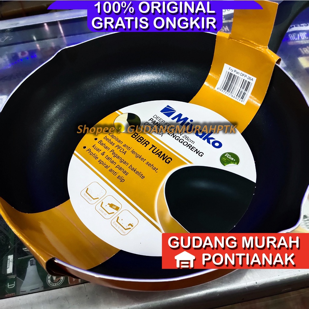 Panci Wajan Teflon Tinggi ANTI LENGKET Miyako Deep Frypan Tumis Miyako DFP 26 A Serbaguna Bibir Tinggi dan Luas permukaannya